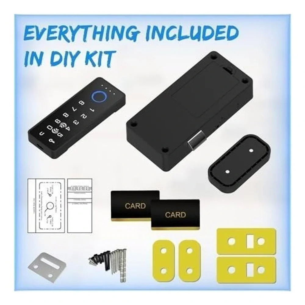 Foxlock Smart Cabinet Lock Fingerprint RFID App Keypad Bluetooth Security Black